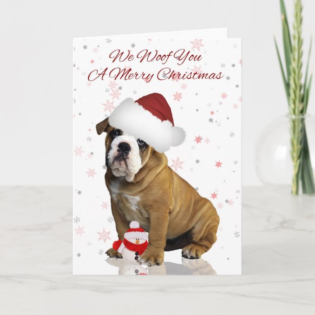 Bulldog Christmas Greeting Card (Front)