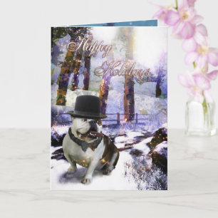 Bulldog Christmas "HAPPY HOLIDAYS" Card