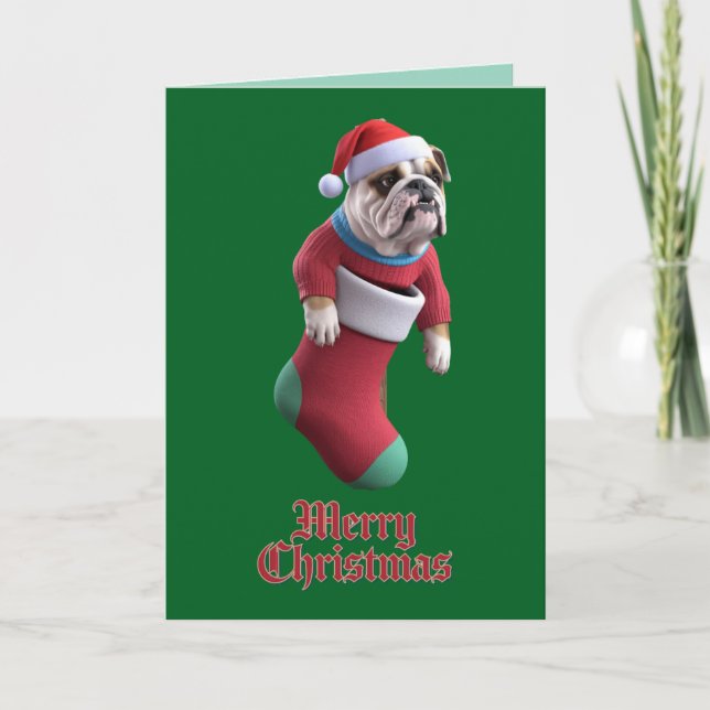 Bulldog Christmas Holiday Card (Front)