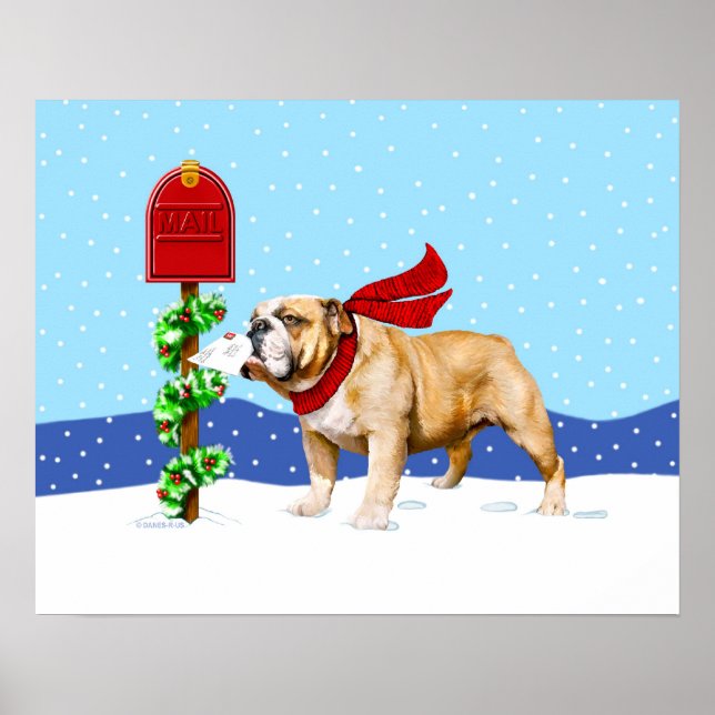 Bulldog Christmas Holiday Mail Poster (Front)