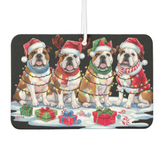 Bulldog Christmas Lights - Adorable Design Car Air Freshener