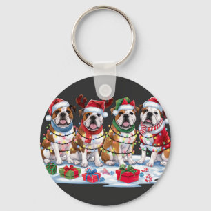Bulldog Christmas Lights - Adorable Design Key Ring