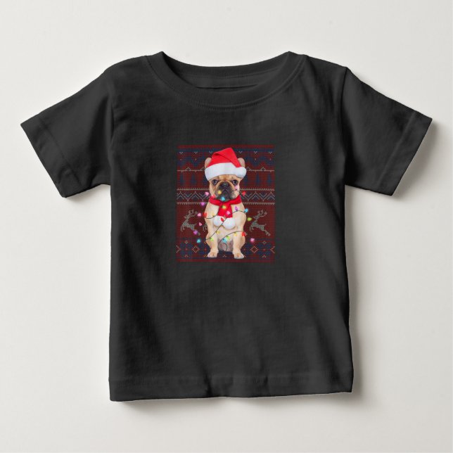 Bulldog Christmas Lights Ugly Sweater Dog Lover (Front)