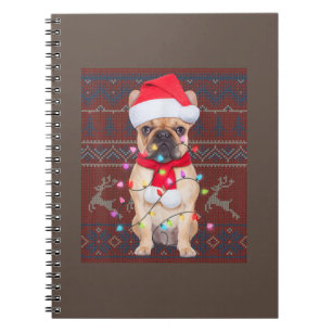 Bulldog Christmas Lights Ugly Sweater Dog Lover Notebook