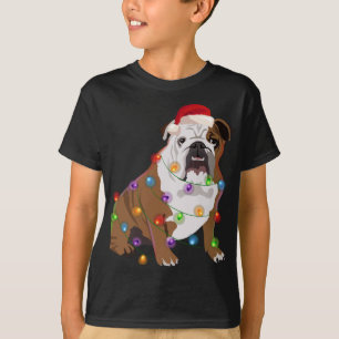 Bulldog Christmas Lights Xmas Dog Lover T-Shirt