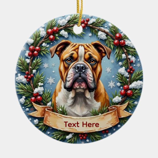 Bulldog Christmas Ornament (Front)