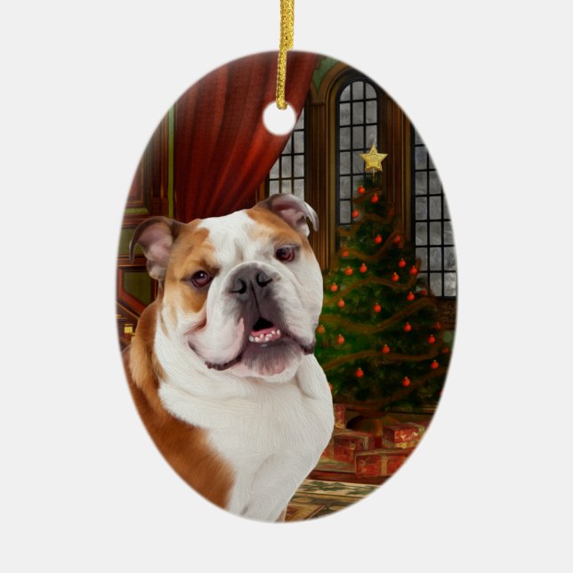 Bulldog Christmas Ornament (Front)