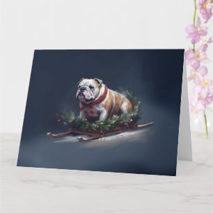 Bulldog Christmas snow winter Card