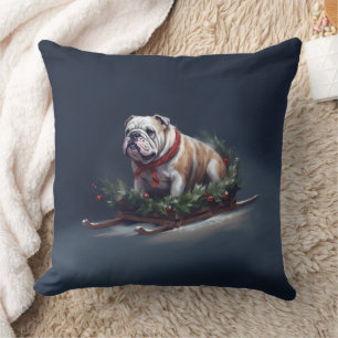 Bulldog Christmas snow winter Cushion