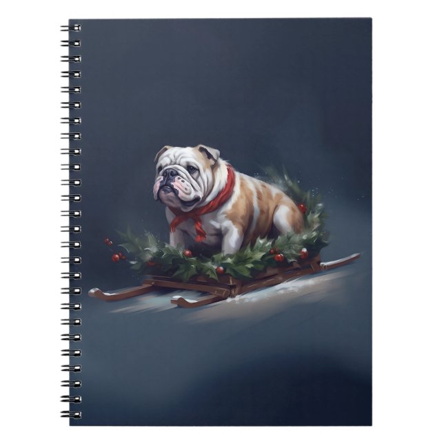 Bulldog Christmas snow winter Notebook (Front)