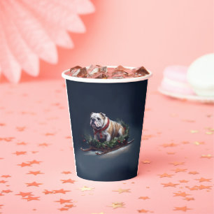 Bulldog Christmas snow winter Paper Cups