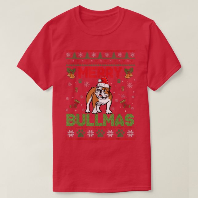 Bulldog Christmas Sweater Cool Merry Bullmas Xmas  (Design Front)