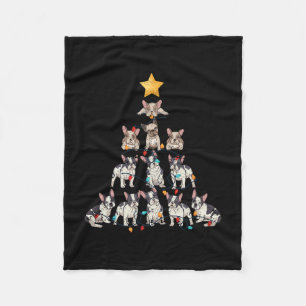 Bulldog Christmas Tree Frenchie Dog Xmas Pjs Pajam Fleece Blanket