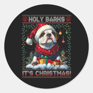 Bulldog Christmas Tree Lights Decorations Dog Love Classic Round Sticker