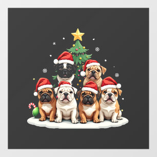 Bulldog Christmas Tree Santa Hat Puppy Lovers 