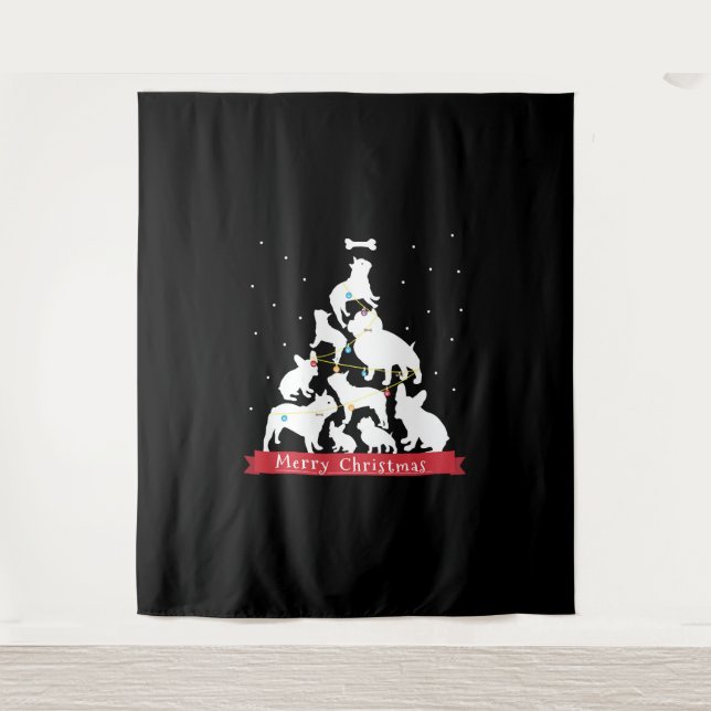 Bulldog Christmas Tree Tapestry (Front)