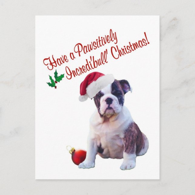 Bulldog Christmas Wishes Postcard (Front)