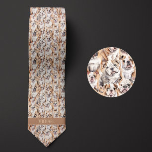 Bulldog Collage Monogram Tie