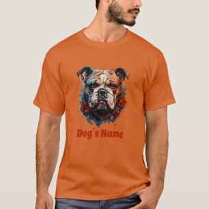 Bulldog Colour Portrait Silhouette T-Shirt