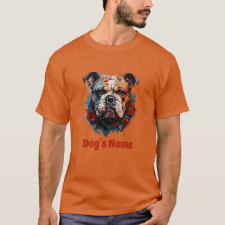 Bulldog Colour Portrait Silhouette T-Shirt