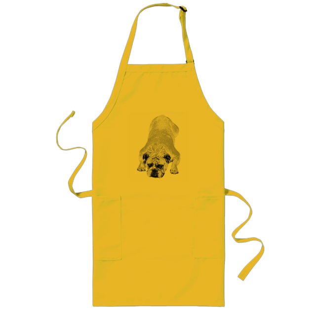 Bulldog Cozy Kitchen Heart Long Apron (Front)