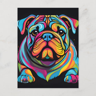 Bulldog Cute and Vibrant Postcard