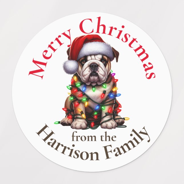 Bulldog Cute Pet Watercolor Christmas Wishes (Design 1)