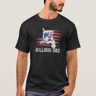 Bulldog Dad American Bulldog Dog Us Flag 4th Of Ju T-Shirt