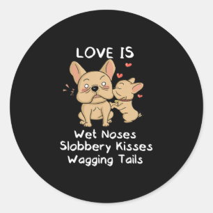 Bulldog Dad And Son Kisses Love My Dog Saying Quot Classic Round Sticker