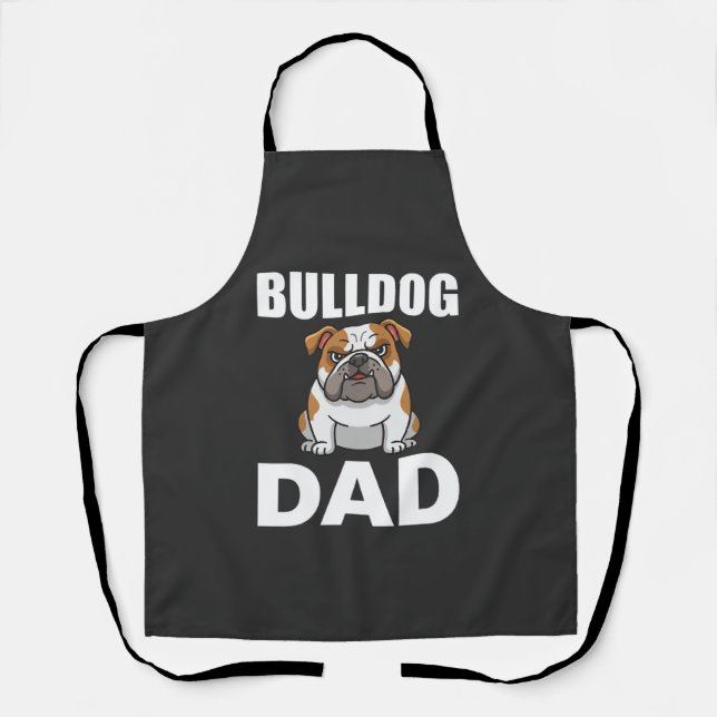 Bulldog Dad Cartoon Dog Lover Apron (Front)