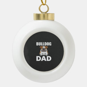 Bulldog Dad Cartoon Dog Lover Ceramic Ball Christmas Ornament