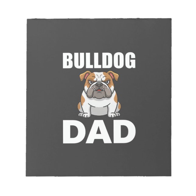 Bulldog Dad Cartoon Dog Lover Notepad (Front)