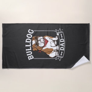 Bulldog Dad Dog Sunglasses Bandanna Beach Towel