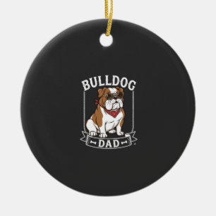 Bulldog Dad Dog Sunglasses Bandanna Ceramic Tree Decoration