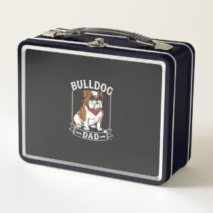 Bulldog Dad Dog Sunglasses Bandanna Metal Lunch Box