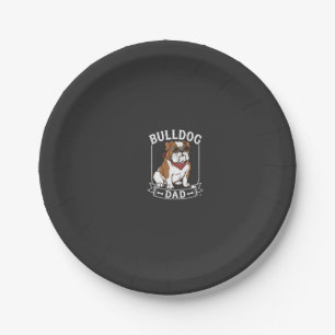 Bulldog Dad Dog Sunglasses Bandanna Paper Plate