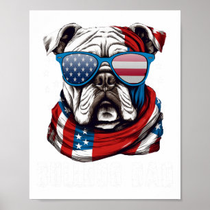 Bulldog Dad Usa Flag 4th Of July Dog Father Poster