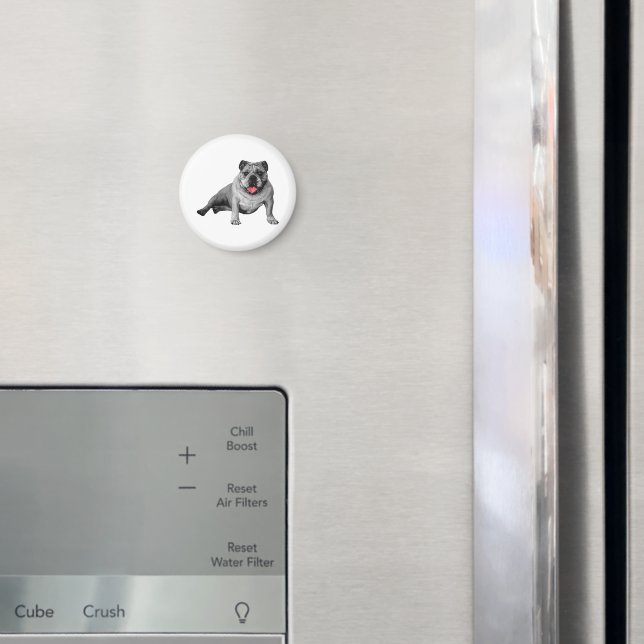 Bulldog Design with Red Details Magnet (In Situ (Fridge))