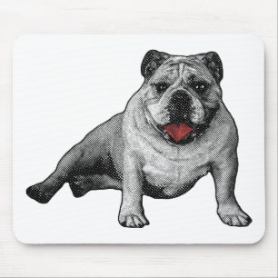 Bulldog Desk Fun with Red Dots Mouse Pad