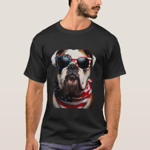 Bulldog Dog 4th Of July American Incependence Day T-Shirt