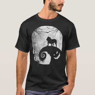 Bulldog Dog And Moon Halloween Costume Dog Lover F T-Shirt