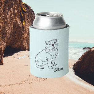Bulldog dog drawing Can Cooler 