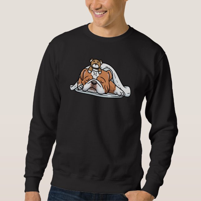 Bulldog Dog English Bulldog With Stuffed Animal Sl Sweatshirt (Front)