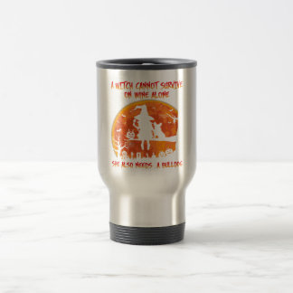 Bulldog Dog Halloween Travel Mug