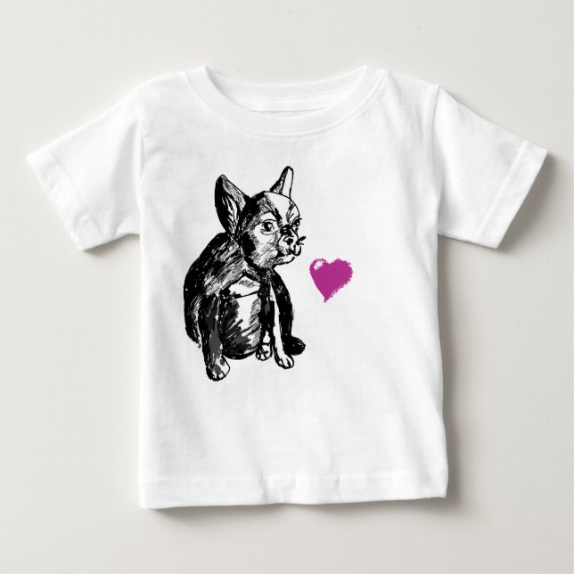 Bulldog Dog Heart Drawing Toddler Pullover Hoodie (Front)