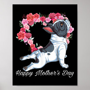 Bulldog Dog Heart Floral Happy Mother's Day Gifts  Poster