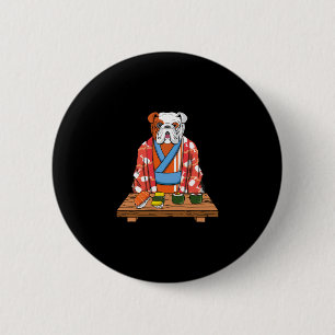 Bulldog Dog Kimono Kawaii Japanese Foodie Sushi 6 Cm Round Badge