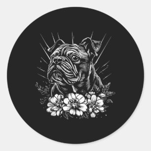 Bulldog Dog Lover Retro Style Tattoo _1 Classic Round Sticker