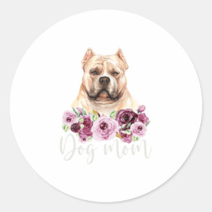 Bulldog Dog Mum Floral Bully Mama Classic Round Sticker