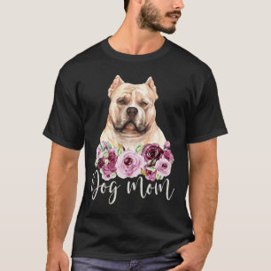 Bulldog Dog Mum Floral Bully Mama  T-Shirt